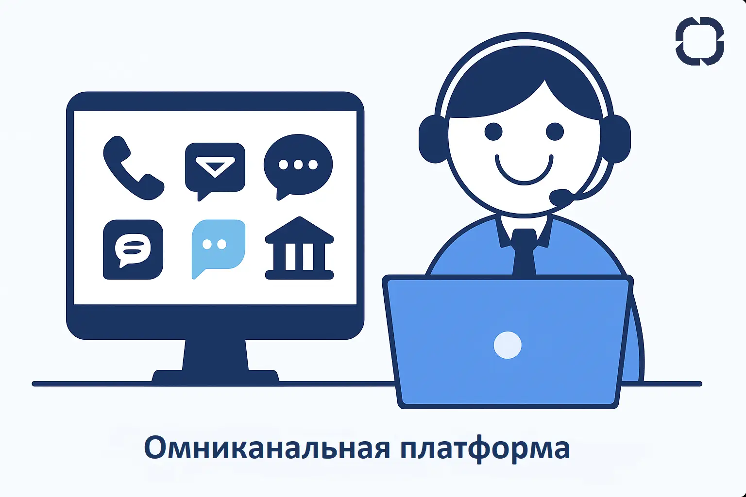 Омниканальная платформа — что это: оператор за ноутбуком, объединяющим каналы связи (чат, телефон, мессенджеры, соцсети) по принципу одного окна