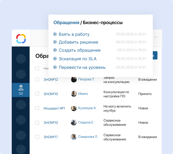 Управление обращениями